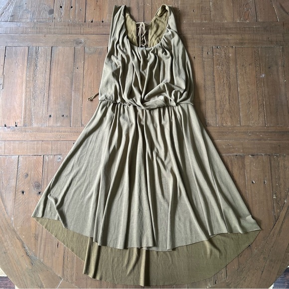 FREE PEOPLE Cupro True As Love Dress in Fatigue Open Back Utilitarian Medium - Picture 3 of 13